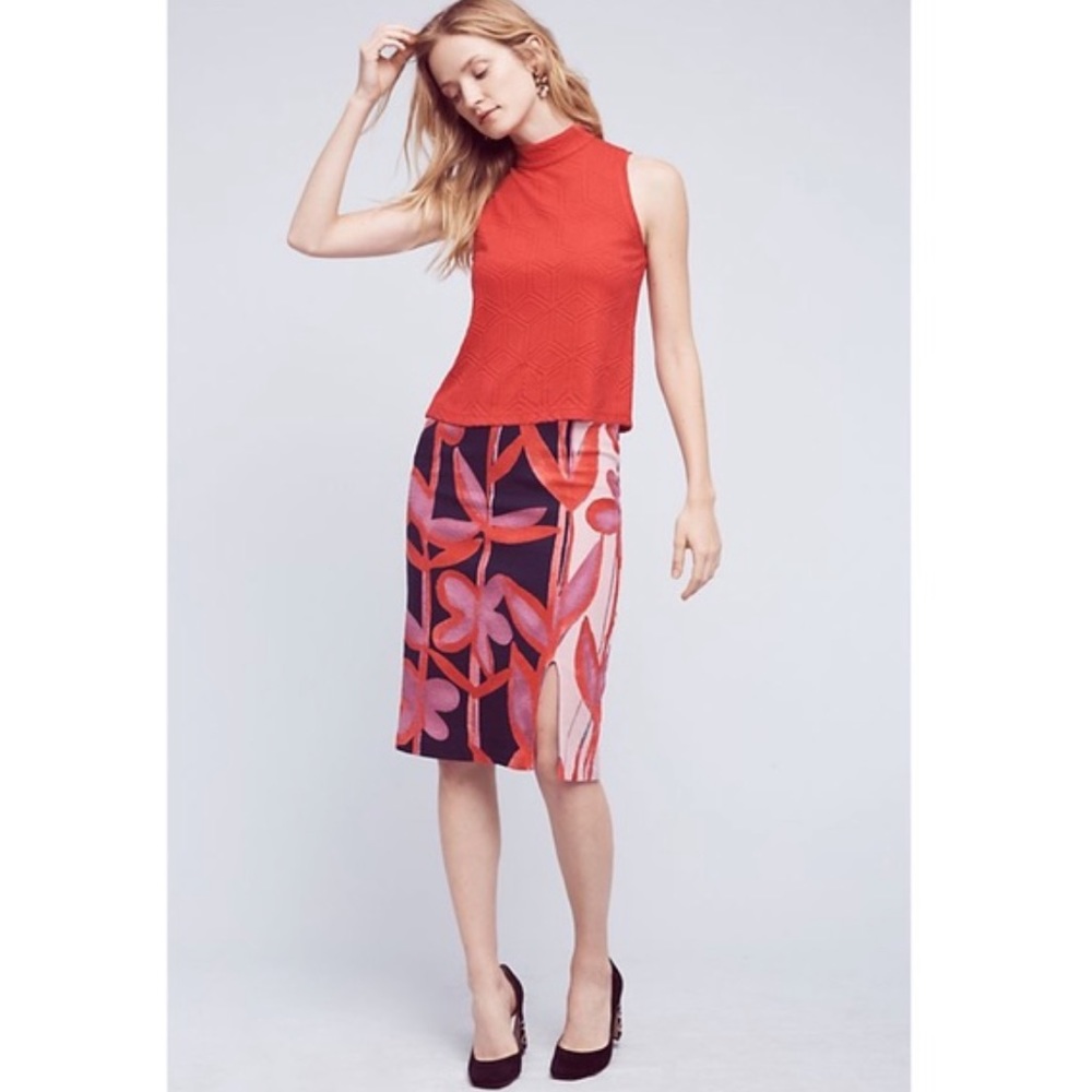 Anthropologie Maeve Cordyline Floral Pencil Skirt